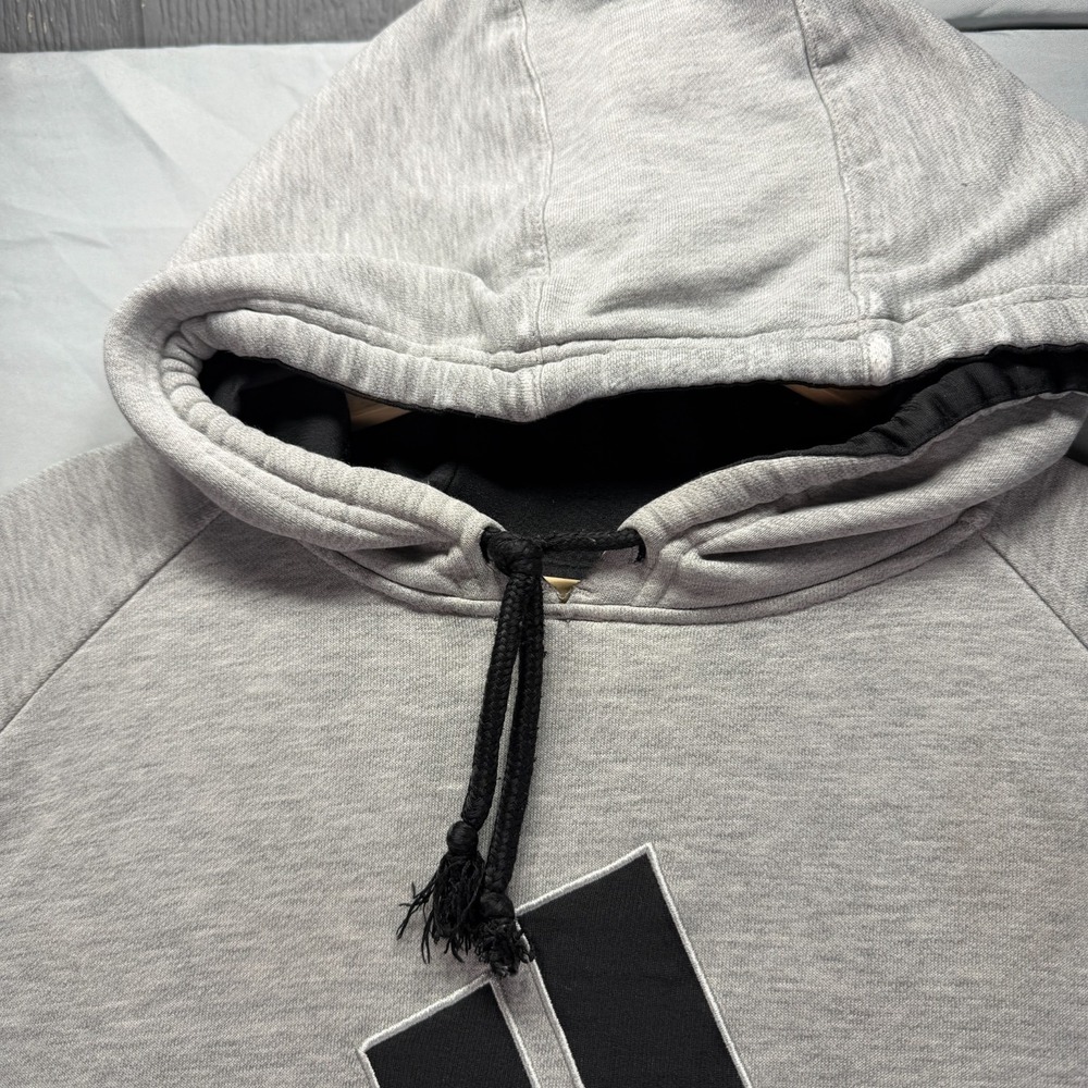 Vintage Y2K Adidas Hoodie Mens XL Gray Pullover Sweatshirt Big Logo Fleece - Picture 4 of 10